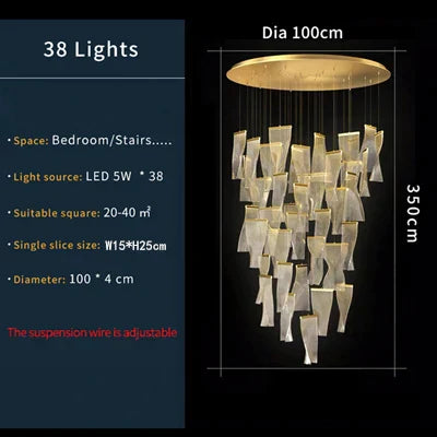 Acrylic Modern Pendant Light 18-Light Round Staircase