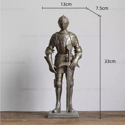 DecorBites™ Iron Armored Soldier Knight Sculpture Home Decor Figurine