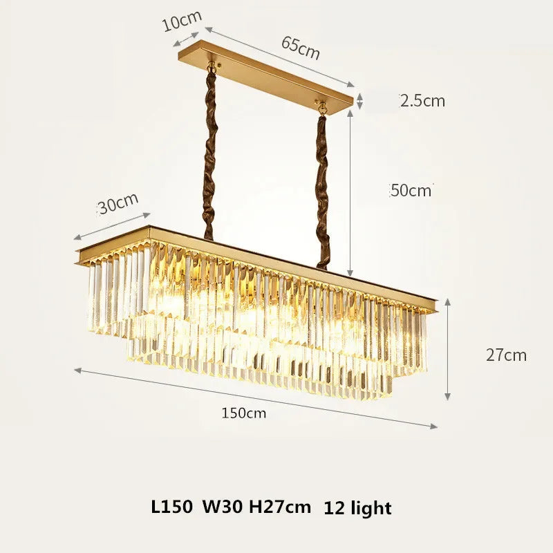 DecorBites™ Gold Black Metal Crystal Pendant Lights Chain Hanging LED Suspension Lamp Fixtures