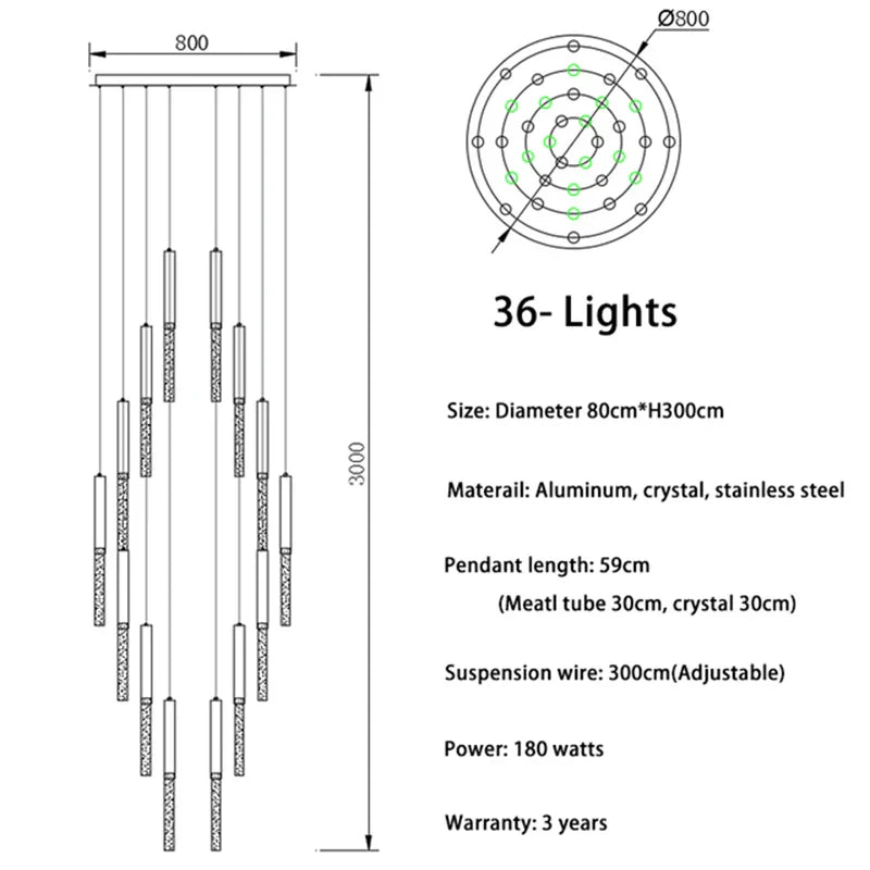DecorBites™ Crystal LED Chandelier for Staircase & Living Room