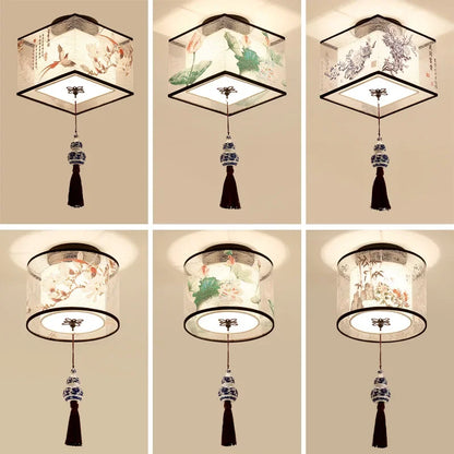 Lámpara de techo tipo araña china DecorBites™ Lotus, sencilla, para pasillo, con iluminación LED.