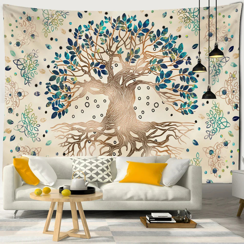 Decobites Psychedelic Tree of Life Mandala Wall Tapestry for Boho Home Decor