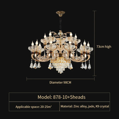 DecorBites™ Jade Crystal Chandelier: Elegant European Living Room Lamp