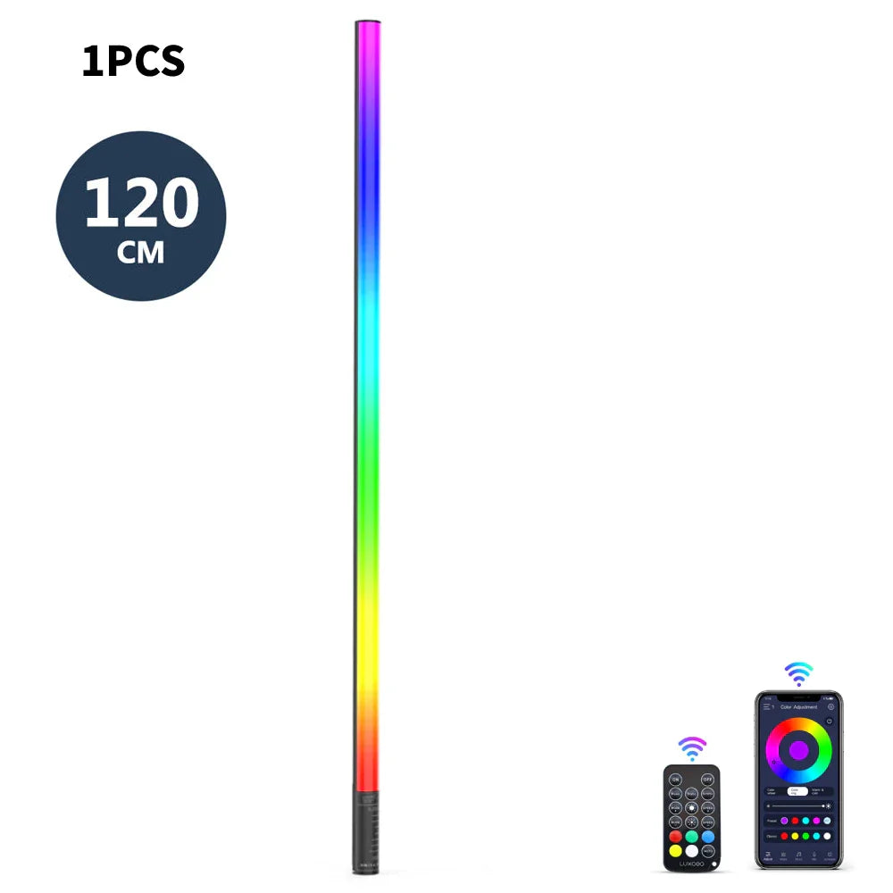 عصا إضاءة DecorBites™ RGB مقاس 120 سم: مصباح LED يتم التحكم فيه عبر التطبيق للمهرجانات والنوادي.