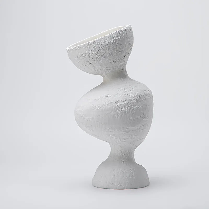 DecorBites™ Jarrón de cerámica geométrico abstracto con forma oblicua. Artículos de decoración para el hogar. Accesorios de decoración de habitaciones.