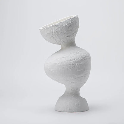 DecorBites™ Jarrón de cerámica geométrico abstracto con forma oblicua. Artículos de decoración para el hogar. Accesorios de decoración de habitaciones.