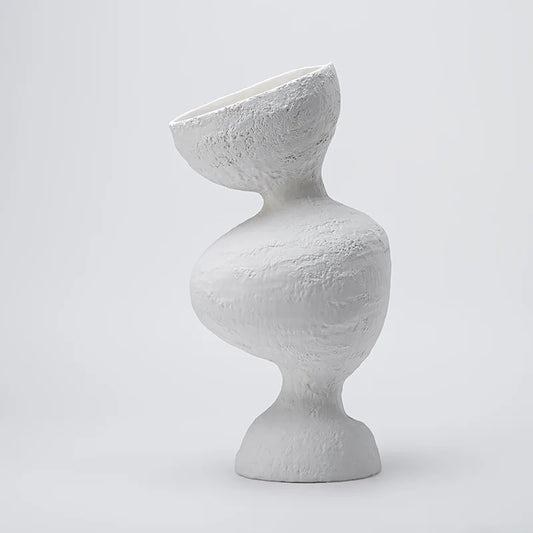 DecorBites™ Jarrón de cerámica geométrico abstracto con forma oblicua. Artículos de decoración para el hogar. Accesorios de decoración de habitaciones.