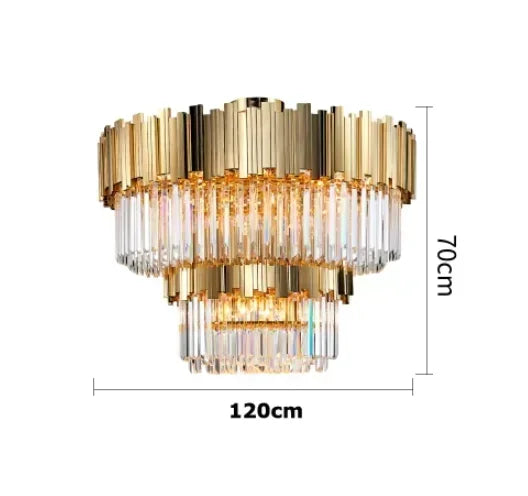 DecorBites™ Golden Crystal Ceiling Light for Modern Living Room and Dining Room