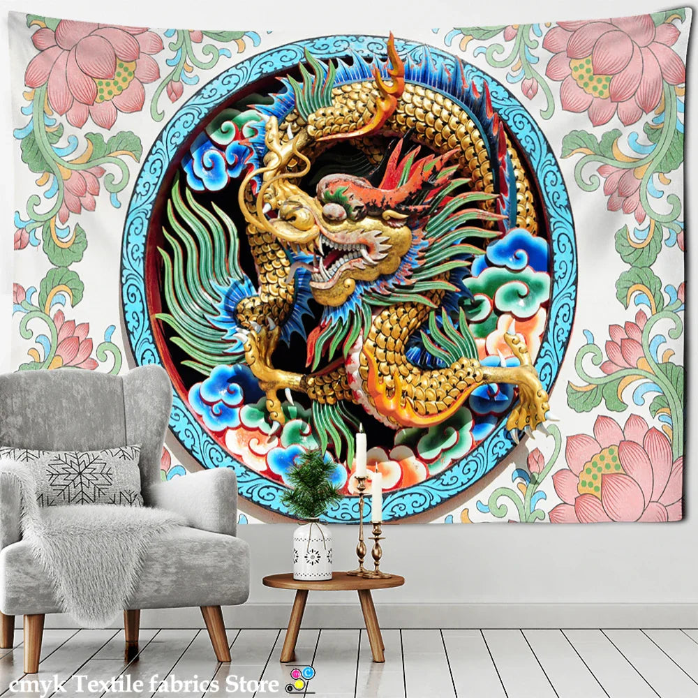 Dragon Totem Tapestry Wall Hanging for Home Decor - Decobites Hippie Art