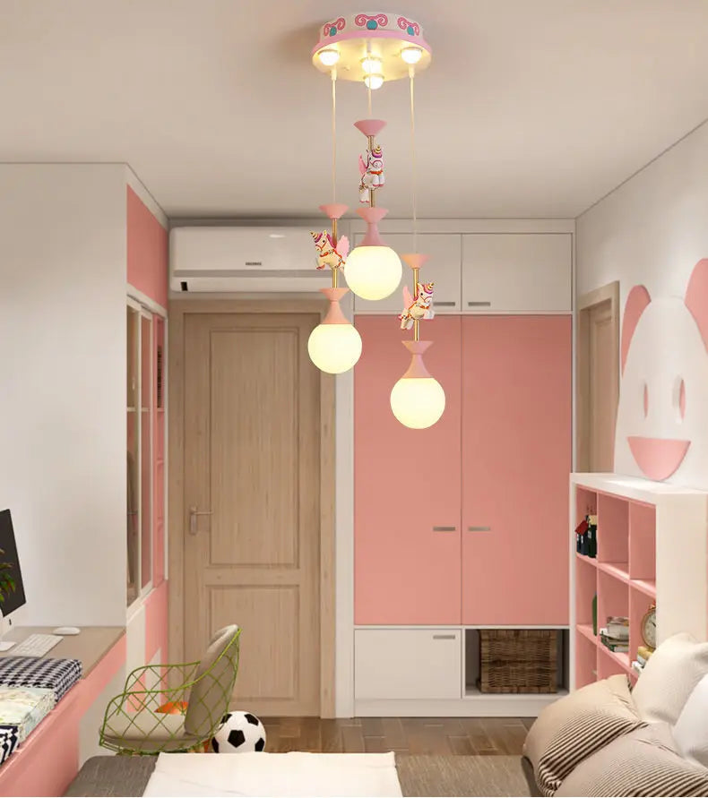 DecorBites™ Children's Carousel LED Chandeliers: Nordic Princess Decor Pendant Lights for Living Room