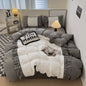 Decobites Lace Patchwork Duvet Cover Set, Soft Microfiber, Full Queen Size Bed Linen Pillowcase