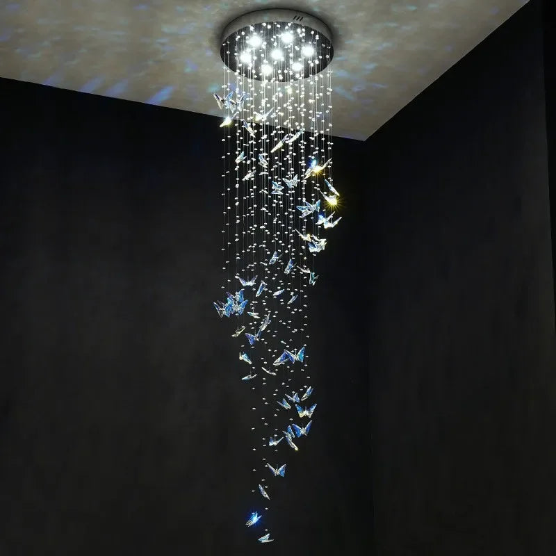 DecorBites™ Butterfly Crystal Chandelier for High Ceilings & Staircases