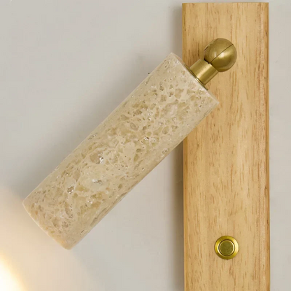 مصباح حائط LED نحاسي من DecorBites™: ضوء مرآة على الطراز الاسكندنافي الحديث مع مفتاح من الترافرتين