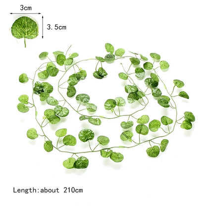 ديكور بايتس™ 12 قطعة من نباتات اللبلاب الأخضر الاصطناعية بطول 2.2 متر لتزيين الحائط