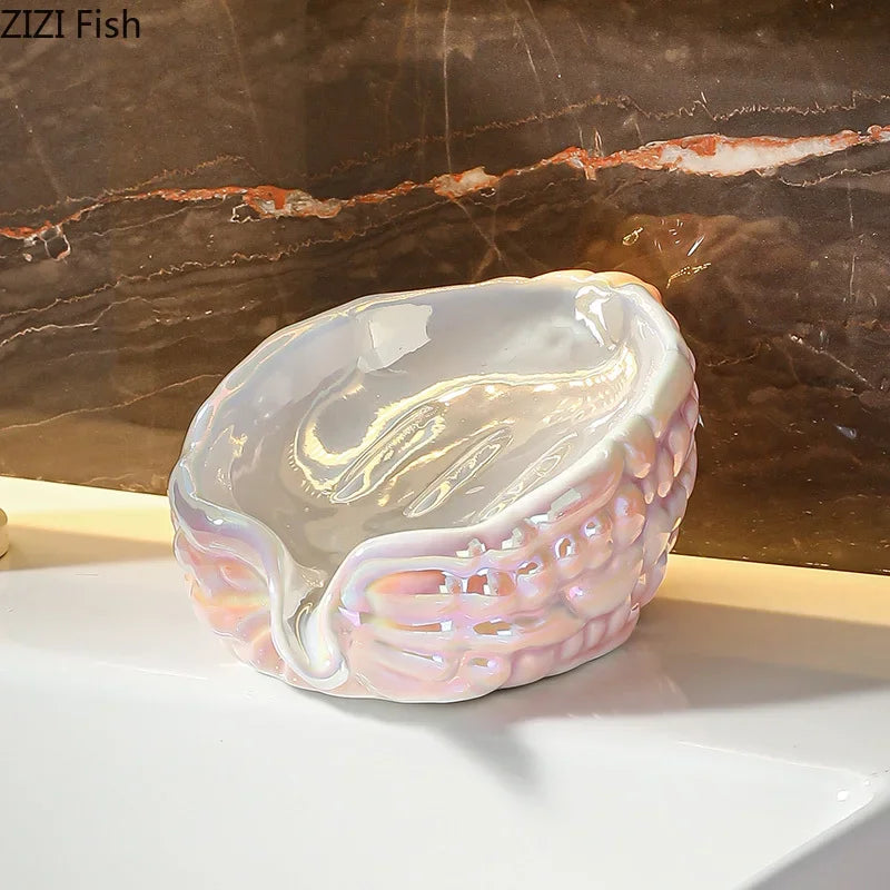 DecorBites™ Bitter Gourd Ceramic Soap Dish - Bathroom Accessories Drainage Rack & Storage Container