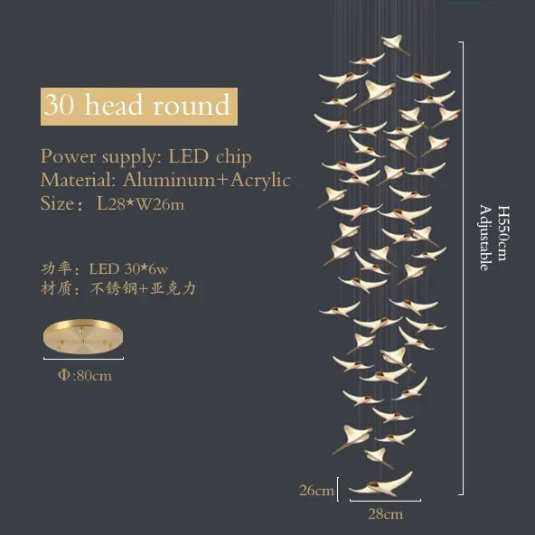 DecorBites™ Dolphin Pendant Chandelier: Luxe Staircase & Lobby Décor for Hotel, Mall & Home