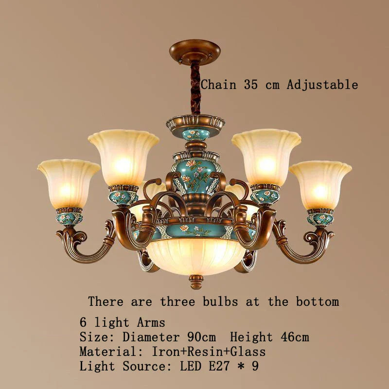 DecorBites™ Classical Resin Chandelier for Luxurious Living Room, Dining Room, and Bedroom Lighting