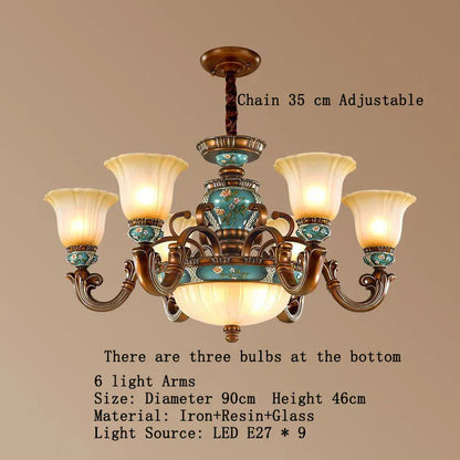DecorBites™ Classical Resin Chandelier for Luxurious Living Room, Dining Room, and Bedroom Lighting