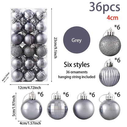 24/36pcs Christmas Balls Decoration Christmas Pine Tree Ornament Red Navy Blue Ball Ornament Xmas Hanging Tree Pendants Navidad