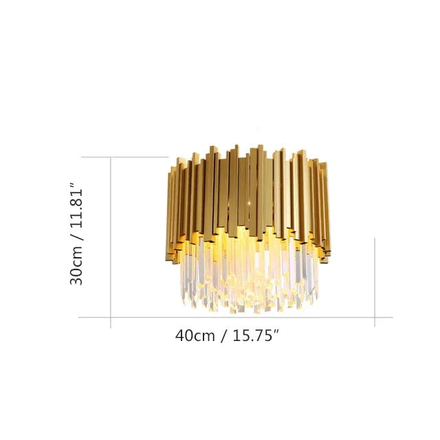 DecorBites™ Goldener Edelstahl-Kristallleuchter: Moderne runde LED-Leuchte für Esszimmer