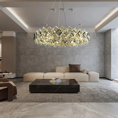 DecorBites™ Crystal Round Chandelier: Modern Dining Room Lighting Fixture, Nordic Style Decoration