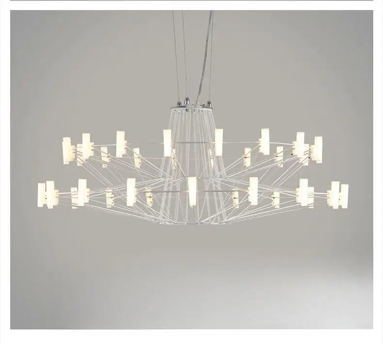 Lámpara de araña redonda LED de lujo DecorBites™ con alambre de hierro para sala de estar y comedor