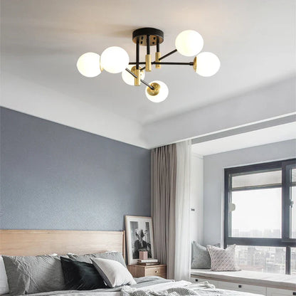 ثريا ديكوربايتس™ الزجاجية السوداء - ثريا سقف طاولة طعام مستديرة بتصميم نورديك