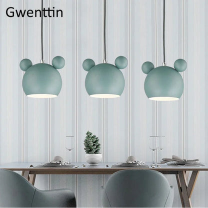 DecorBites™ Cartoon Mouse Pendant Light: Nordic Iron Hanging Lamp for Children's Room, LED Lighting Fixtures