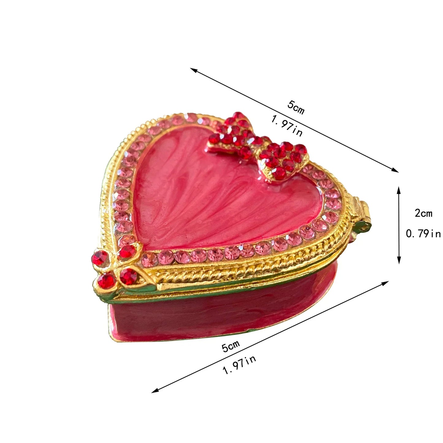 DecorBites™ Enameled Metal Jewelry Trinket Box Figurines Hand Painted Storage Case