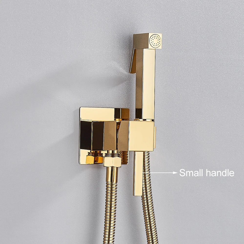 DecorBites™ Brass Bidet Faucet Mixer with Square Shower Spray