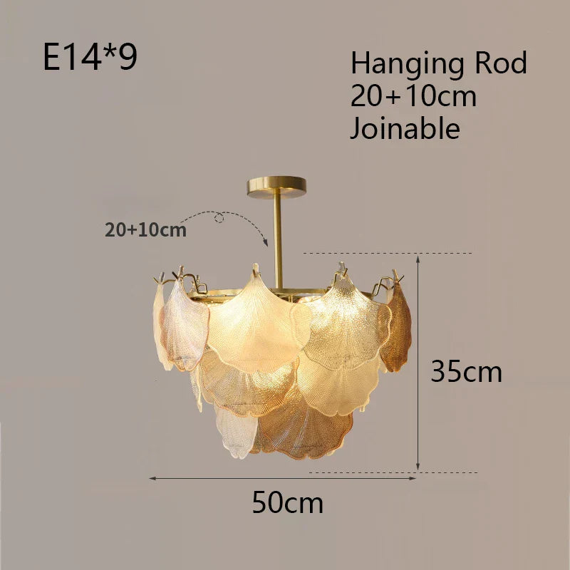 DecorBites™ Glass Shell Ceiling Pendant Light Luxury Bedroom Decor Hanglamp