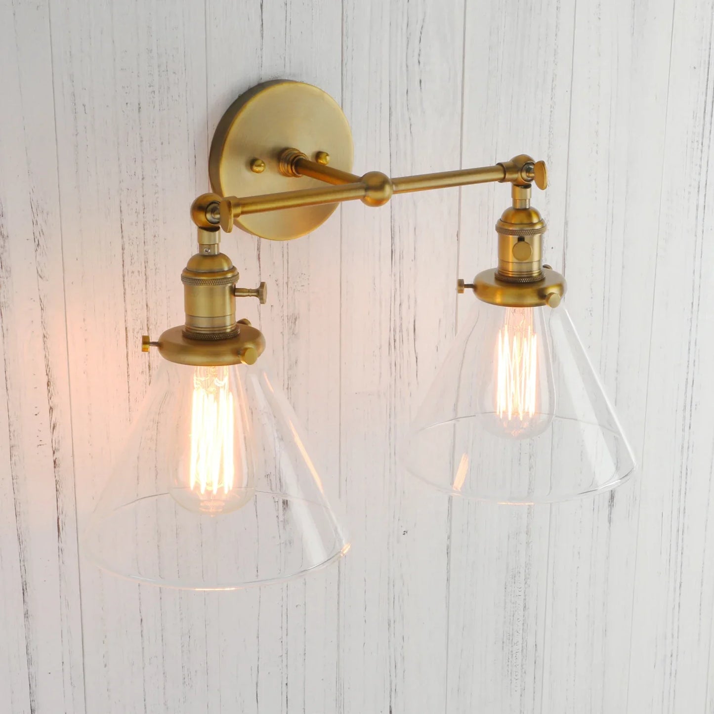 وحدة إضاءة جدارية زجاجية قمعية من DecorBites™ لغرف النوم والديكورات العلوية