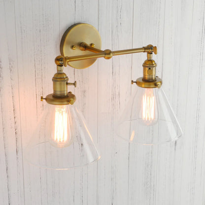 وحدة إضاءة جدارية زجاجية قمعية من DecorBites™ لغرف النوم والديكورات العلوية