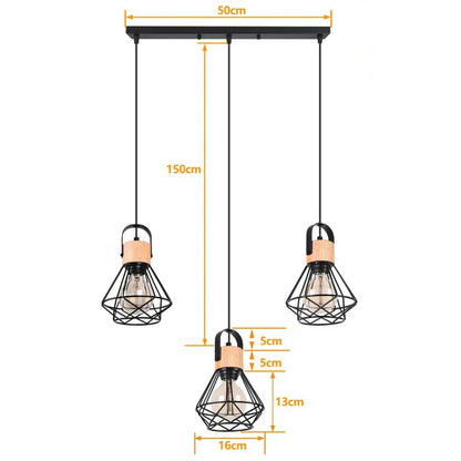 DecorBites™ Industrial Wood Pendant Chandelier for Dinning Living Room Kitchen LED Fixture