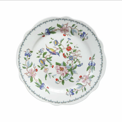 DecorBites™ Chinoiserie Floral Birds Dinner Plate 8" - Oriental Art Salad Dessert Plate