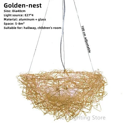 DecorBites™ Aluminum Wire Bird's Nest Pendant Lights for Bedroom Hallway and Restaurant