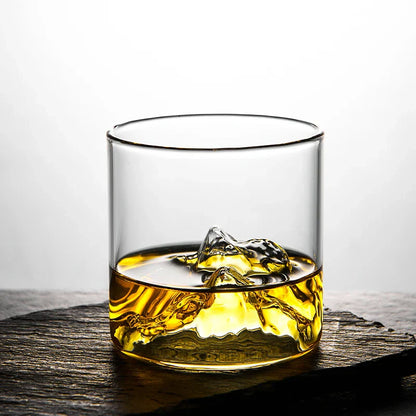 Copa de vino DecorBites™ Glacier: Vaso de whisky de estilo japonés con diseño del monte Fuji