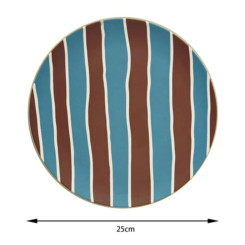 DecorBites™ Korean Style Round Bamboo Fiber Dining Plate for Desserts, Fruits, and Cakes