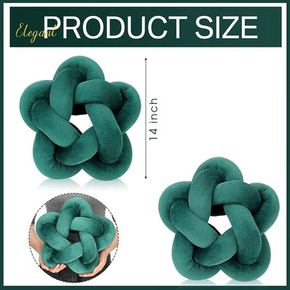 Cojín lumbar anudado DecorBites™ Green Star - Cojín decorativo relleno hecho a mano