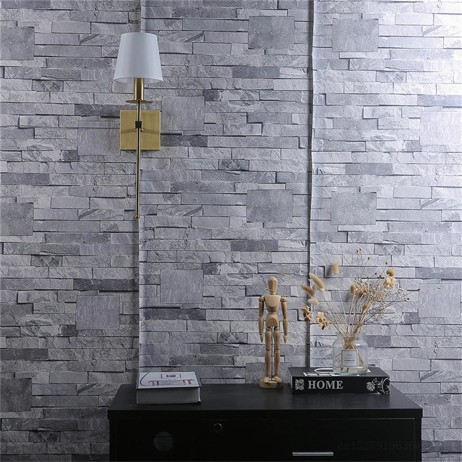 DecorBites™ Industrial White Wall Lamp with Textile Shade for Bathroom, Mirror & Bar