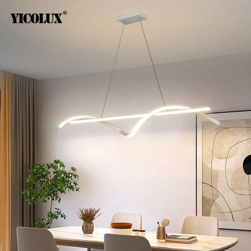 Minimalist Linear LED Pendant Light in Black or White