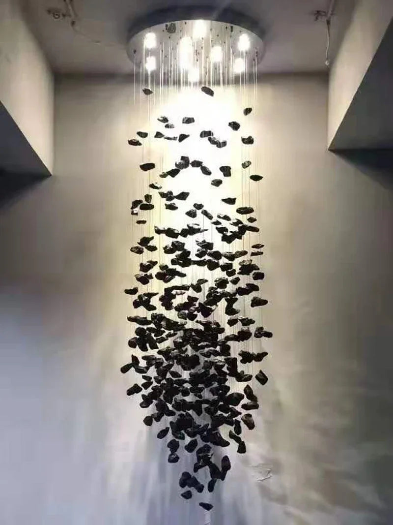 Lámpara de araña de cristal de lujo DecorBites™: Iluminación LED moderna para escaleras y vestíbulos con diseño para pasillos largos