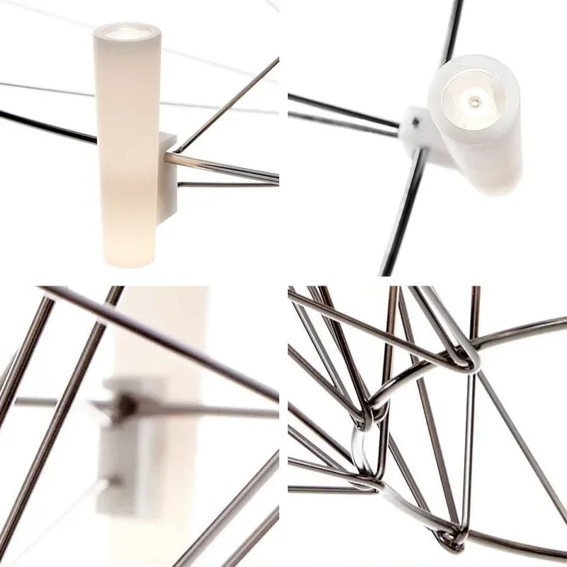 Lámpara de araña redonda LED de lujo DecorBites™ con alambre de hierro para sala de estar y comedor