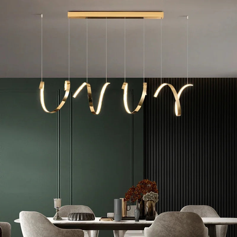 DecorBites™ Gold Irregular LED Pendant Lights for Modern Living & Dining Room Lighting