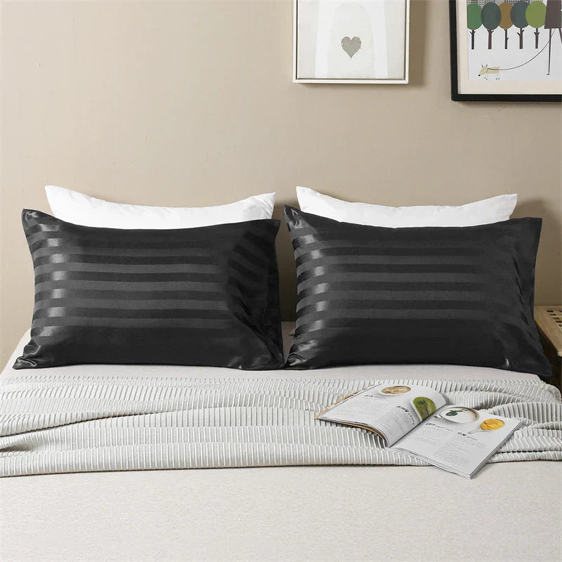 Decobites Luxe Jacquard Stripes Pillow Cover Set - Queen & King Size Home Pillowcases