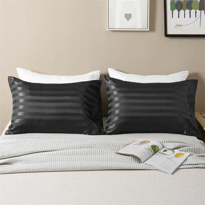 Decobites Luxe Jacquard Stripes Pillow Cover Set - Queen & King Size Home Pillowcases