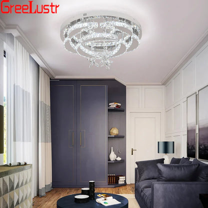 DecorBites™ Crystal Raindrop Flowers Remote LED Chandelier Ceiling Light for Living Room