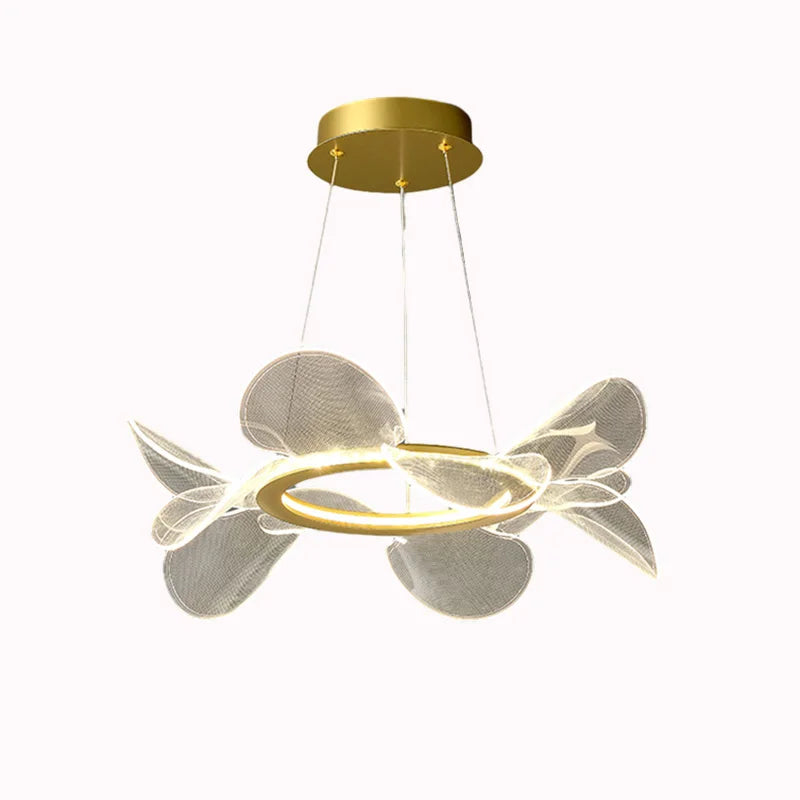 DecorBites™ Gold Ring LED Pendant Light with Adjustable Dimming and Clear Acrylic Design