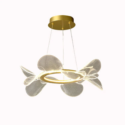 DecorBites™ Gold Ring LED Pendant Light with Adjustable Dimming and Clear Acrylic Design