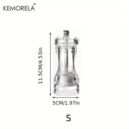 مطحنة فلفل يدوية أكريليك من ديكوربايتس™ | هزازة ملح وتوابل شفافة